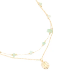 Gold Plated Cubic Zirconia Semi Precious Layered Necklace