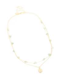 Gold Plated Cubic Zirconia Semi Precious Layered Necklace