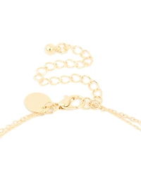 Gold Plated Cubic Zirconia Semi Precious Layered Necklace