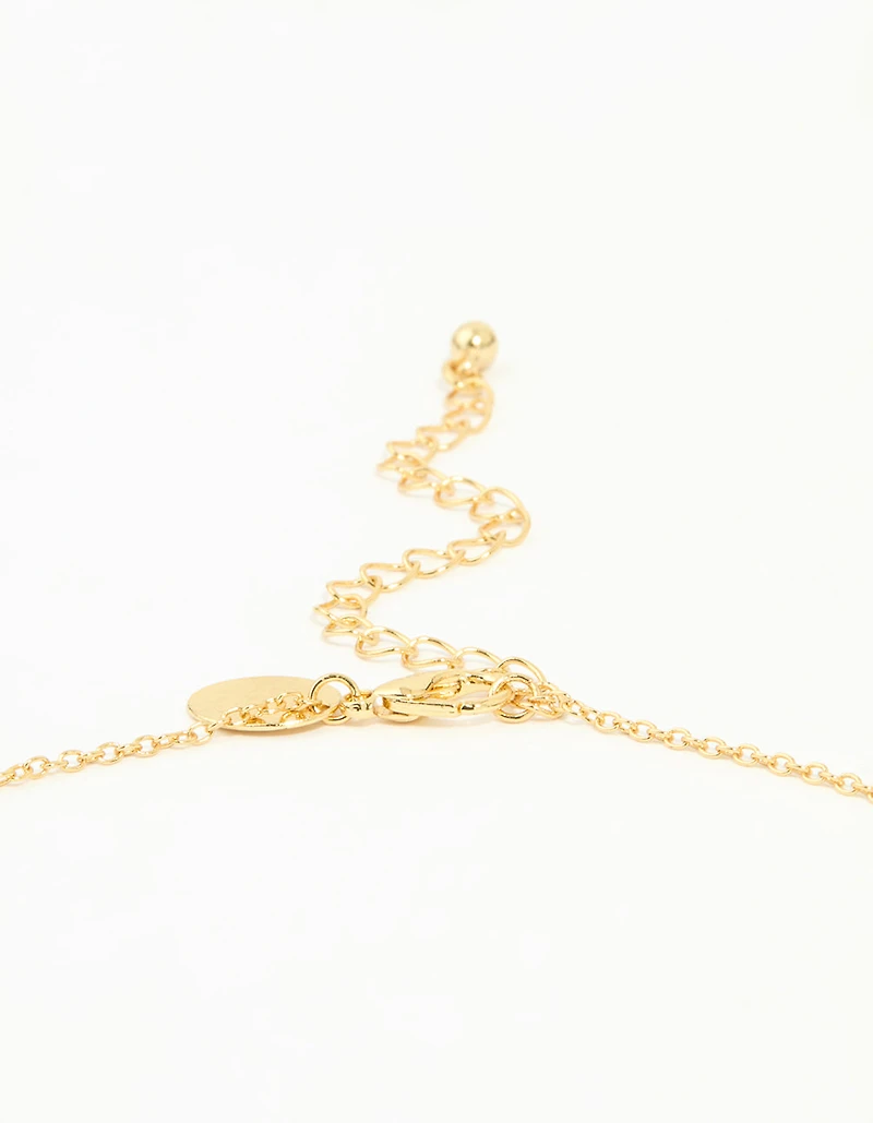 Gold Plated Green Semi Precious Stone Cross Y-Necklace