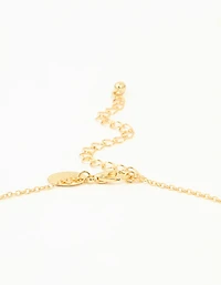 Gold Plated Green Semi Precious Stone Cross Y-Necklace