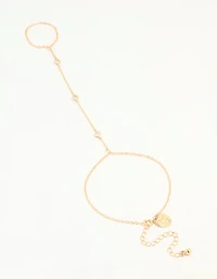 Gold Plated Cubic Zirconia Hand Chain Bracelet