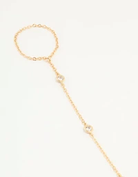 Gold Plated Cubic Zirconia Hand Chain Bracelet