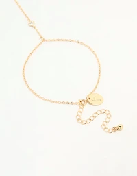 Gold Plated Cubic Zirconia Hand Chain Bracelet