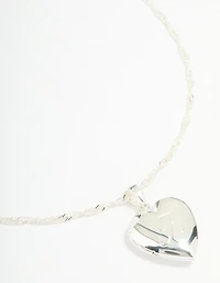 Silver Plated Letter K Heart Locket Necklace