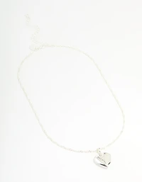 Silver Plated Letter K Heart Locket Necklace