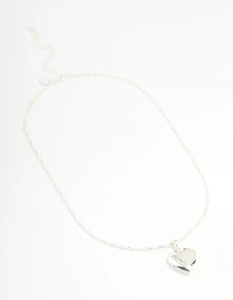 Silver Plated Letter A Heart Locket Necklace