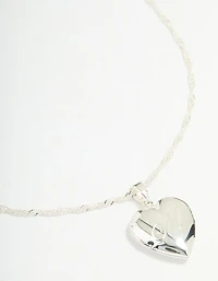 Silver Plated Letter M Heart Locket Necklace