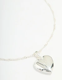 Silver Plated Letter S Heart Locket Necklace