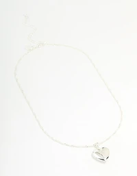 Silver Plated Letter S Heart Locket Necklace