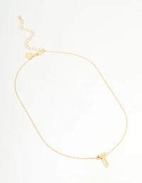 Gold Plated Bubble Letter T Necklace