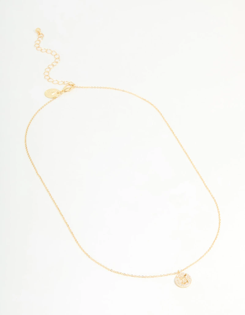 Gold Plated Cubic Zirconia Taurus Circle Necklace