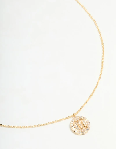 Gold Plated Cubic Zirconia Gemini Circle Necklace