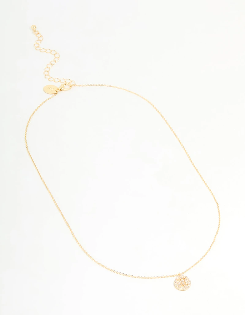 Gold Plated Cubic Zirconia Gemini Circle Necklace