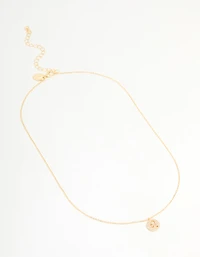 Gold Plated Cubic Zirconia Leo Circle Necklace