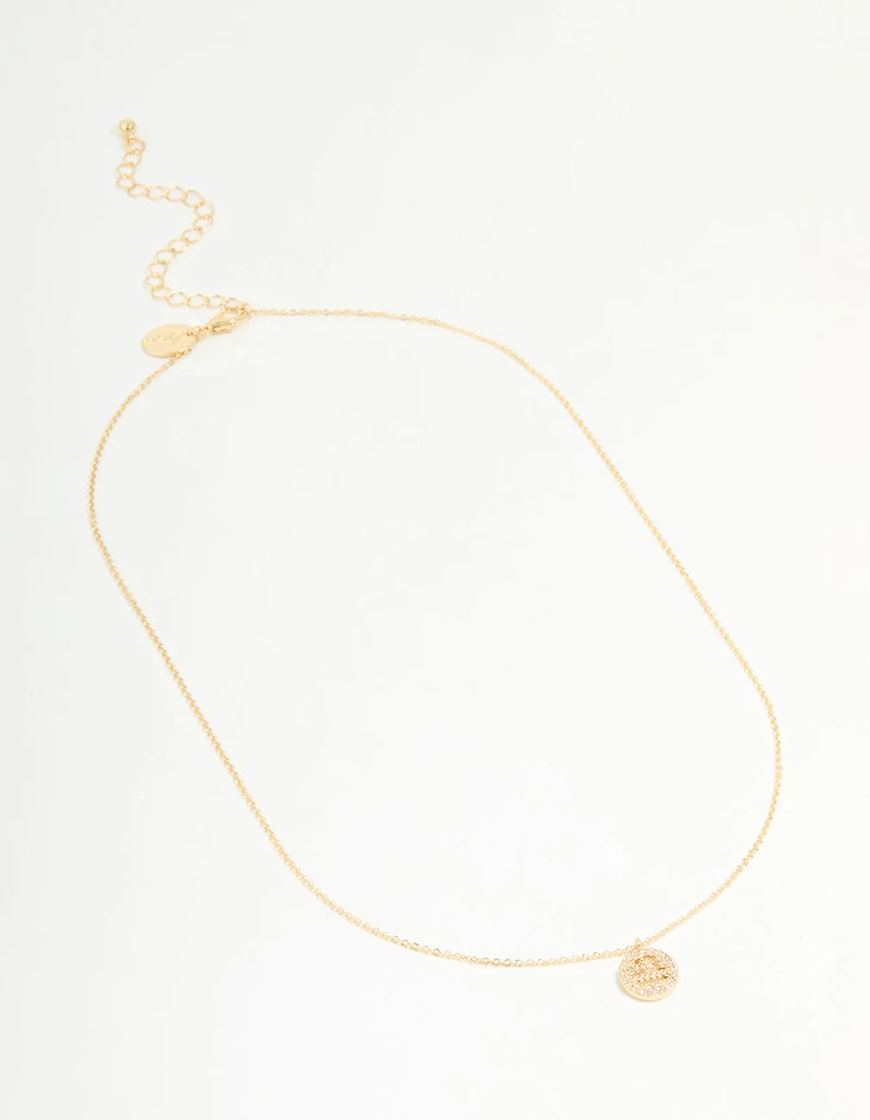 Gold Plated Cubic Zirconia Libra Circle Necklace