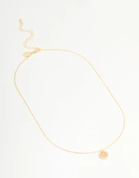 Gold Plated Cubic Zirconia Libra Circle Necklace