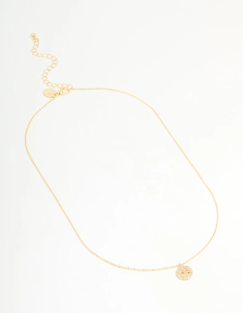 Gold Plated Cubic Zirconia Cancer Circle Necklace