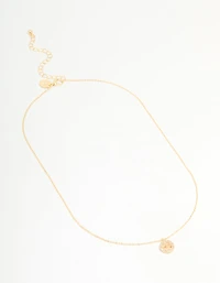 Gold Plated Cubic Zirconia Cancer Circle Necklace