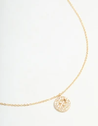 Gold Plated Cubic Zirconia Sagittarius Circle Necklace
