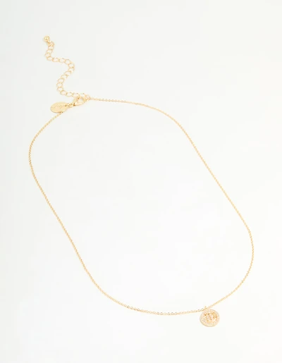 Gold Plated Cubic Zirconia Virgo Circle Necklace