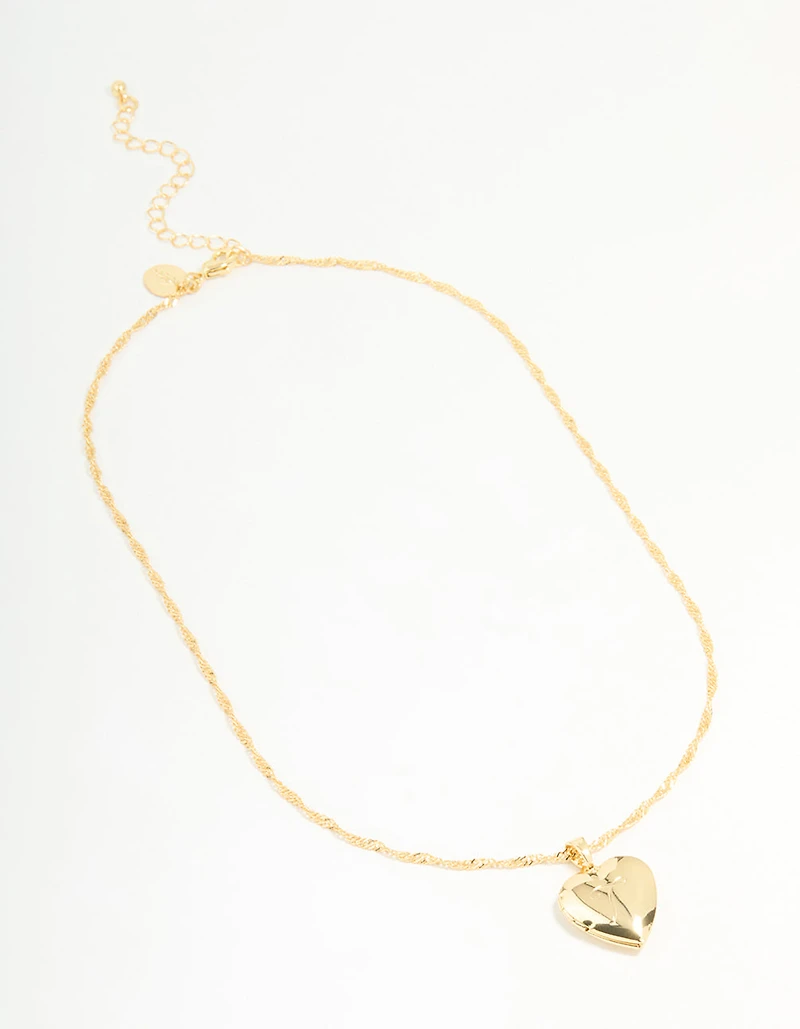 Gold Plated Heart Locket Necklace