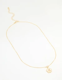Gold Plated Genuine Shell Letter A Flower Petal Necklace