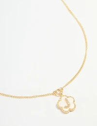 Gold Plated Genuine Shell Letter J Flower Petal Necklace