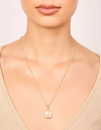 Gold Plated Genuine Shell Letter J Flower Petal Necklace