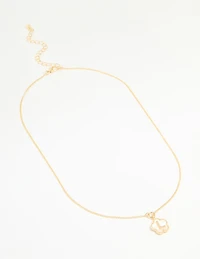 Gold Plated Genuine Shell Letter L Flower Petal Necklace