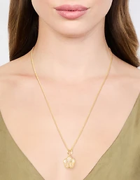 Gold Plated Genuine Shell Letter M Flower Petal Necklace
