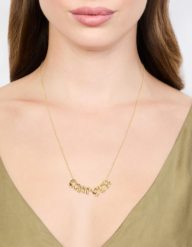 Gold Plated Bubble Cancer Pendant Necklace