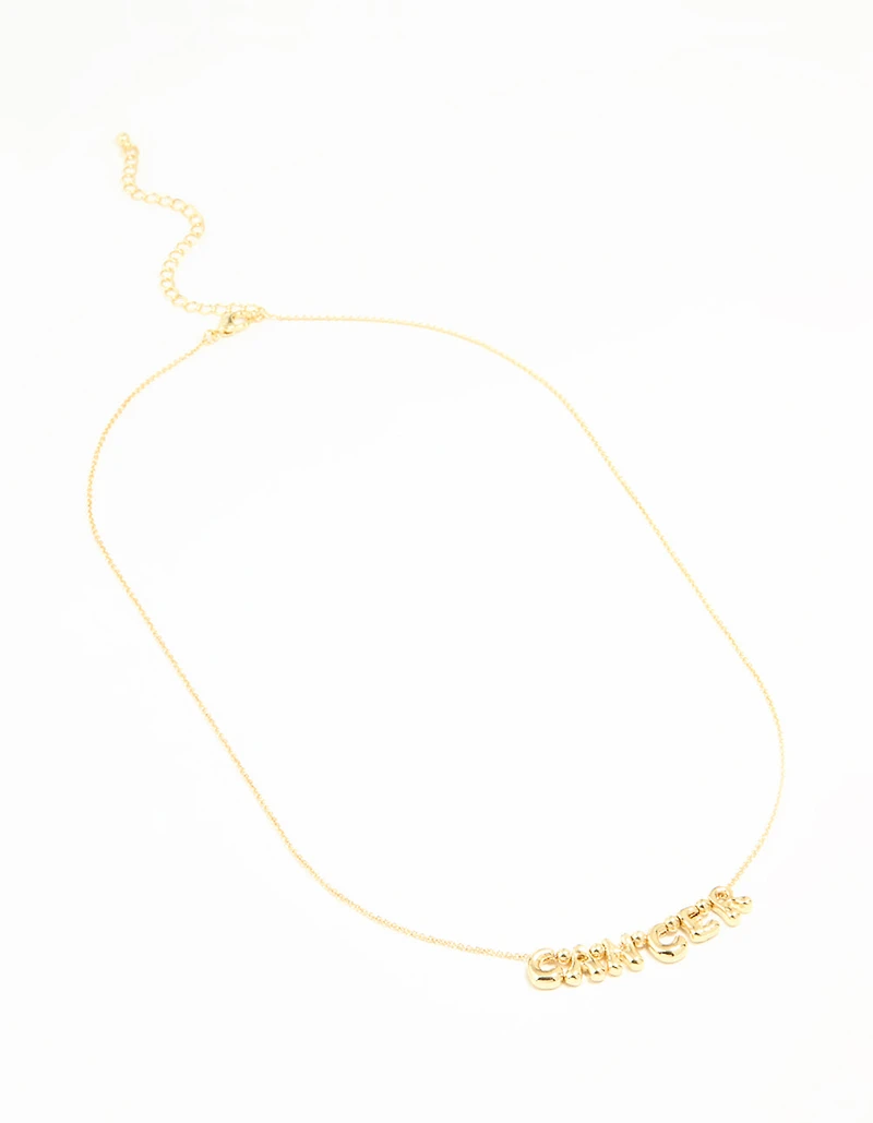 Gold Plated Bubble Cancer Pendant Necklace