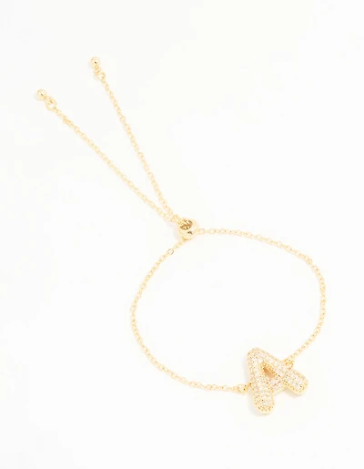 Gold Plated Cubic Zirconia Bubble A Pavé Toggle Bracelet