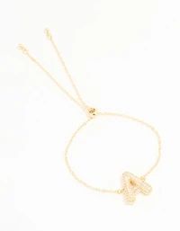Gold Plated Cubic Zirconia Bubble A Pavé Toggle Bracelet