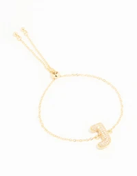 Gold Plated Cubic Zirconia Bubble J Pavé Toggle Bracelet