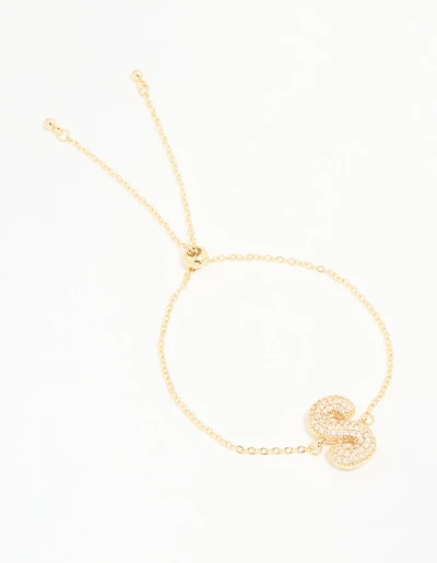 Gold Plated Cubic Zirconia Bubble S Pavé Toggle Bracelet