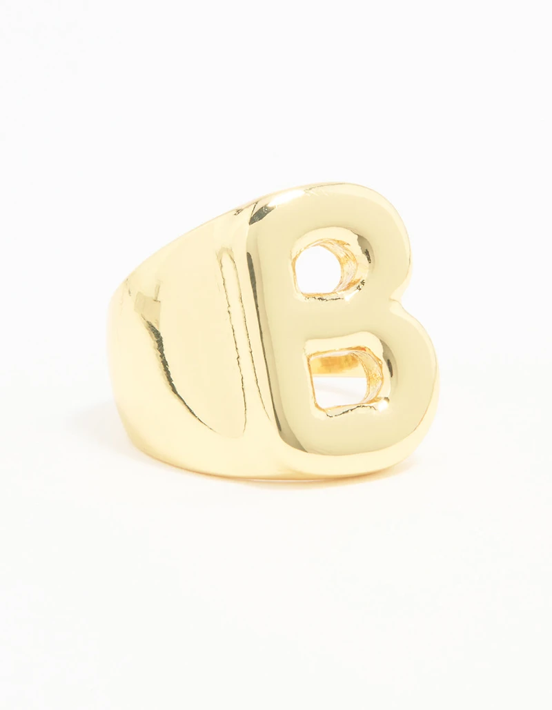 Bague à bulles plaquées or lettre B