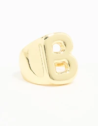 Bague à bulles plaquées or lettre B