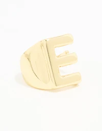 Gold Plated Bubble Letter E Ring