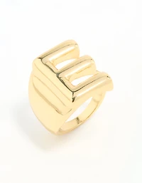 Gold Plated Bubble Letter E Ring