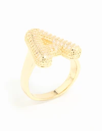 Gold Plated Cubic Zirconia Bubble A Pave Ring