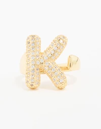 Gold Plated Cubic Zirconia Bubble K Pave Ring