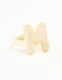 Gold Plated Cubic Zirconia Bubble M Pave Ring