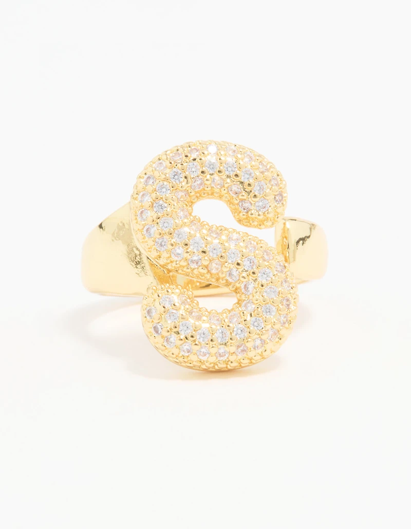 Gold Plated Cubic Zirconia Bubble S Pavé Ring