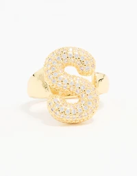 Gold Plated Cubic Zirconia Bubble S Pavé Ring
