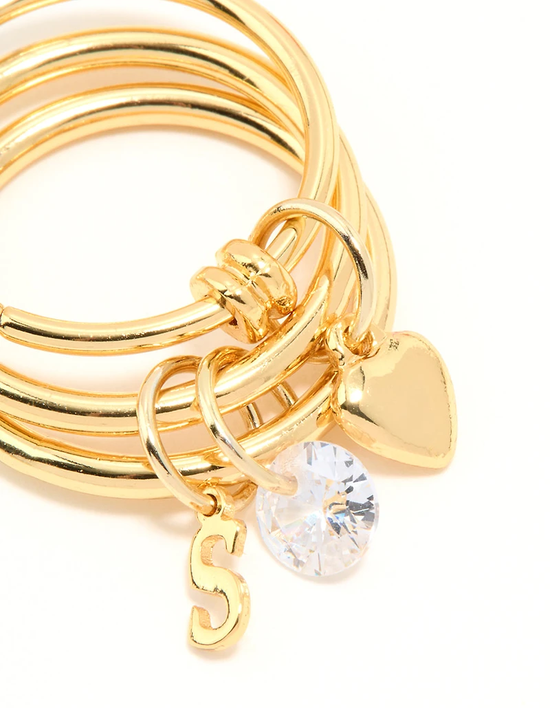 Gold Plated Cubic Zirconia S Rondell Charm Ring