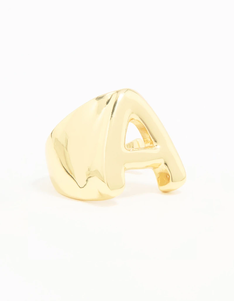 Gold Plated Bubble Letter A Ring