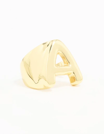 Gold Plated Bubble Letter A Ring