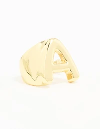 Gold Plated Bubble Letter A Ring